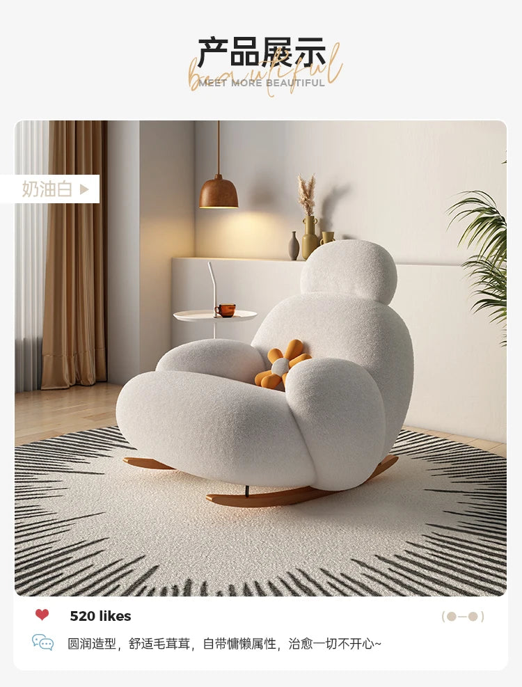 Fluffy White Wohnzimmerstuhl Modern Niedlich Boden Ergonomischer Wohnzimmerstuhl Lounge Relaxsessel Möbel Salon Home Möbel