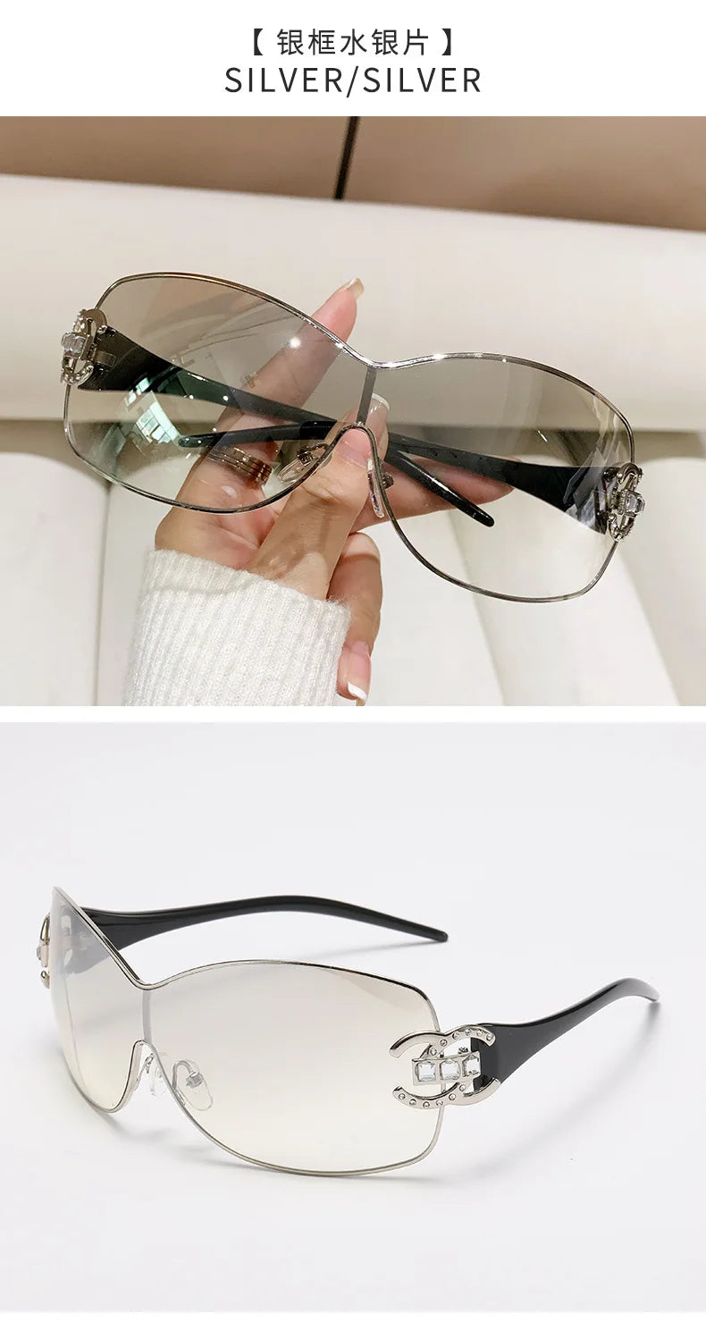 Neue Mode Y2K Sonnenbrille Damen Integrierte Surround Sonnenbrille Retro Designer Damen Brillen UV400 Oculos De Sol