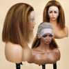 Highlight Ombre Lace Front Wig Human Hair Pre Plucked 13x4 colored 4/27 250%Density Honey Blonde Kinky Straight Lace Wigs