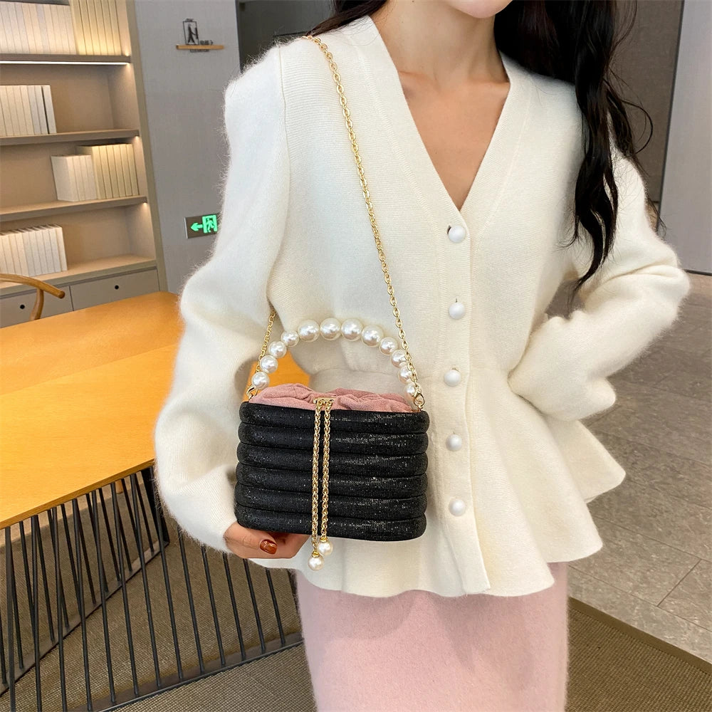 MOODS Luxury Evening Purses For Women Dazzling Pearl Beads Chain Crossbody Bag Dinner Party Clutch 2023 Luxury Designer Handbags