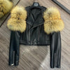 GO BALLISTIC YA Ladies' Genuine Leather Jacket with Fur Sleeve Women's Natural Lambskin Outfit
