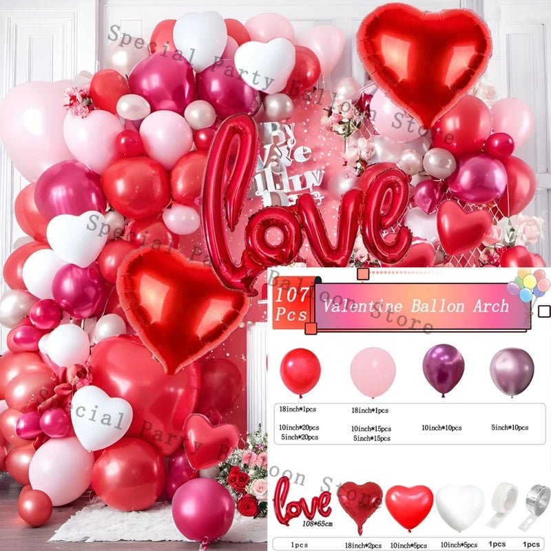 Valentinsdeko Ballon Girlande Bogen Kit Rosarot Herz Liebe Ballon für Hochzeit Jahrestag Valentinstag Geschenk 14 De Febrero