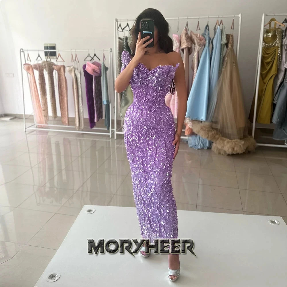 MORYHEER Exquisite Pearls Prom Dresses Sweetheart One-shoulder Mermaid Pageant Party Gown Vestidos De Gala Customized Plus Size