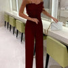 Damen Sexy Jumpsuit Brustwickel Frühling Sommer Mode Weiblich Elegant Weiß Empire Lässig Gerade Lange Jumpsuits
