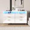 Kommode mit 6 Schubladen für Schlafzimmer mit LED-Beleuchtung, Hochglanz-Kommode mit Metallfüßen, moderner Holzschrank-Aufbewahrungsorganisator