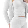 Autumn Winter Double-sided Velvet Vest 3 Piece Set For Woman's Fashion Hooded Sweatshirt Jacket Slim Pocket Trousers Female Suit
