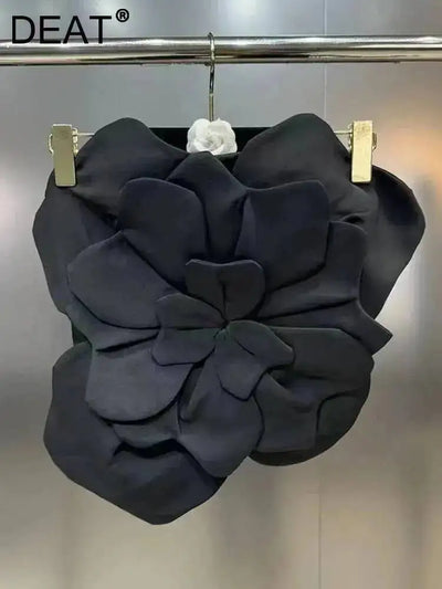 DEAT Fashion New Women's Multi 3D Flower Strapless Tops 2026 Summer Trendy Sleeveless Backless Zipper Camisole Female 11XX9050