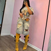 Europe America Summer New High-waisted Loose, Vintage, Ripped Denim Mid-length Straight-leg Wide-leg Pants. Casual Denim Shorts