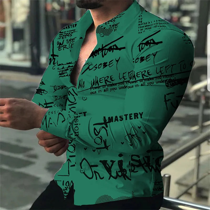 Men's Shirt Fashion Casual White Black Casual Sports English Letters Soft Comfortable Lapel Spring Summer 2023 New Hot Sale XL