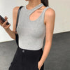 Casual white cut t shirt women round neck sleeveless korean slim t shirts women clothing 2023 summer fashion