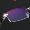 Men Blue Light Blocking Reading Glasses Women Dimond Cutting Rimless Eyeglasses Frame Anti Fatigue Hyperopia Presbyopic Eyewear