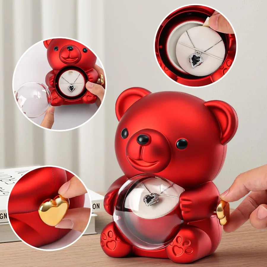 Valentinstag Rose Hug Bär Schmuckkästchen Echte Ewige Rosen Geschenke für Freundin Frauen Ehefrau Muttertag Geburtstag Jahrestag