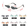 Fashion Fire Flame Sunglasses Women Men Rimless Wave Sun Glasses UV 400 Eyewear Luxury Trending Narrow Sunglasses