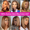 Highlight Perücken Echthaar Straight Bob Perücke 4/27 Ombre 13x4 Lace Front Echthaar Perücke 100% Remy Haar vorgezupft Transparente Spitze