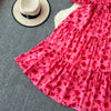 2024 Neues Sommer Blumenmuster Maxikleid Damen Vintage Eckiger Ausschnitt Geraffte Brust Schärpe Bandage Sommerkleid Partykleid