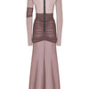 Articat Elegantes Mesh-Patchwork Langarm-Bodycon Party Club Abendkleid Sexy Doppellagiges Perspektivkleid Herbstkleidung