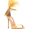Summer new feather flower silk ribbon sexy open-toe sandals thin high-heeled banquet dress fashionable large-size women's shoes