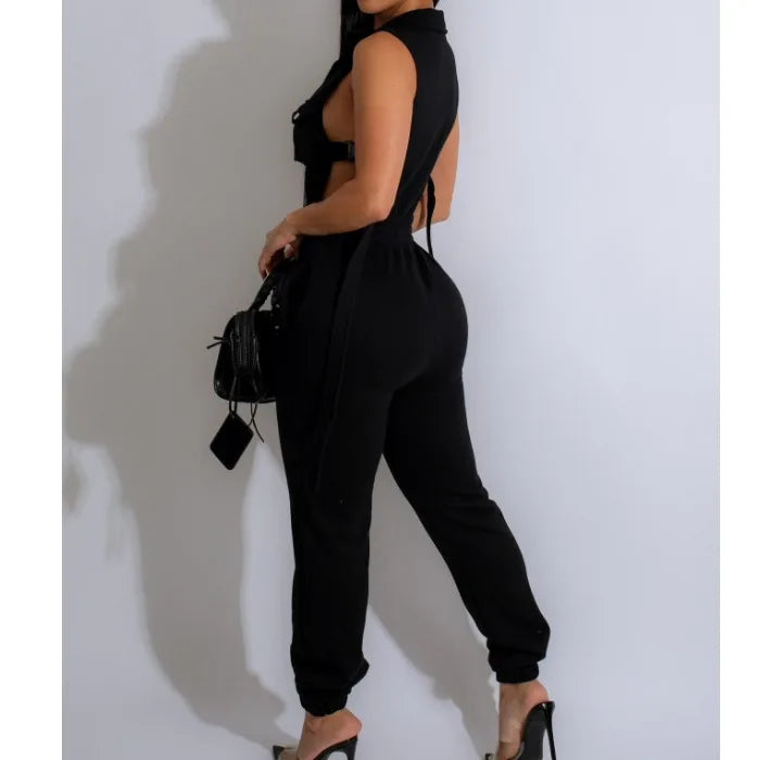 Jumpsuits für Damen 2024 Sommer Sexy Spicy Girl Seitenknopf Reißverschluss Ärmellos 4 Taschen Jumpsuit Streetwear Fashion Overalls