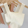 2026 Summer Women Sexy Sleeveless Tops Fashion Short Square Collar Tank Tops 6 Colors Knitted