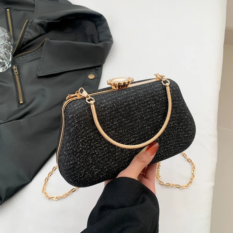 Luxus-High-Design Damen-Abendtasche Party-Bankett Glitzertasche für Damen Hochzeitsclutch Handtasche Umhängetasche mit Kette Bolsas