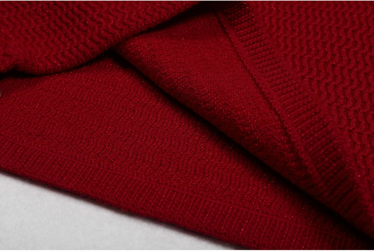 High Quality New Fashionable Elastic Knitted V-neck Luxurious Exquisite Nail Bead Piece Cardigan Slim Fit Short Skirt Women Set
