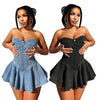 Chest Wrap Sexy Dress Women Sleeveless Backless Splicing Slim Fit Strapless Mini Dresses Sexy A Line 2024 Denim Vestidos