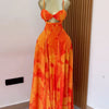 CM.YAYA Damen Blumenmuster Trägerloser Rückenfreier BH Vorne Großes Swing Maxi Langes Kleid 2025 Vintage Sexy Club Party Abendkleider