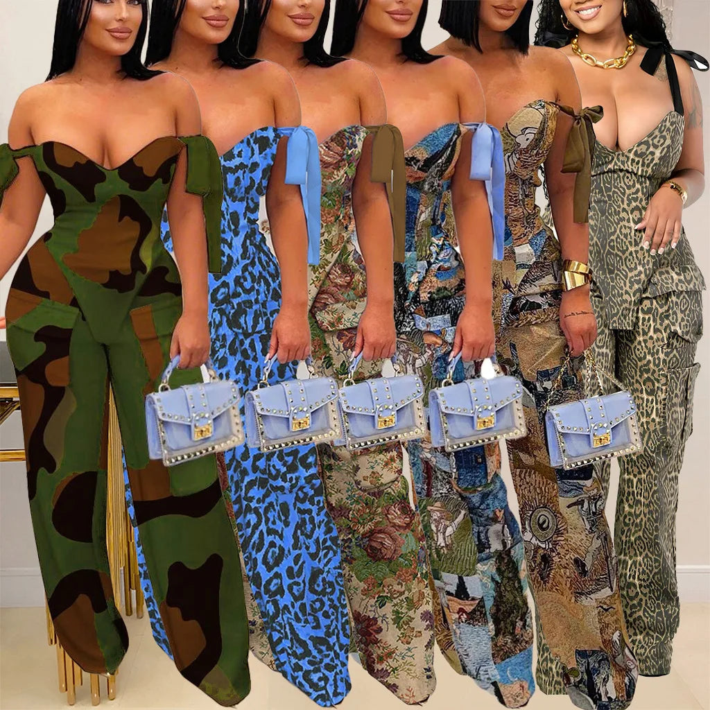 Two Pieces Women Pant Sets Print Matching Set Drawstring Pockets Sleeveless Top Elastic Waist Pants Slim Fit Casual 2026 Spring