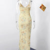 Summer Flower Printed Women's Sexy Low-cut Dress Sleeveless Backless Slim Sling Dresses 2025 Beach Vacation Lady Vestidos