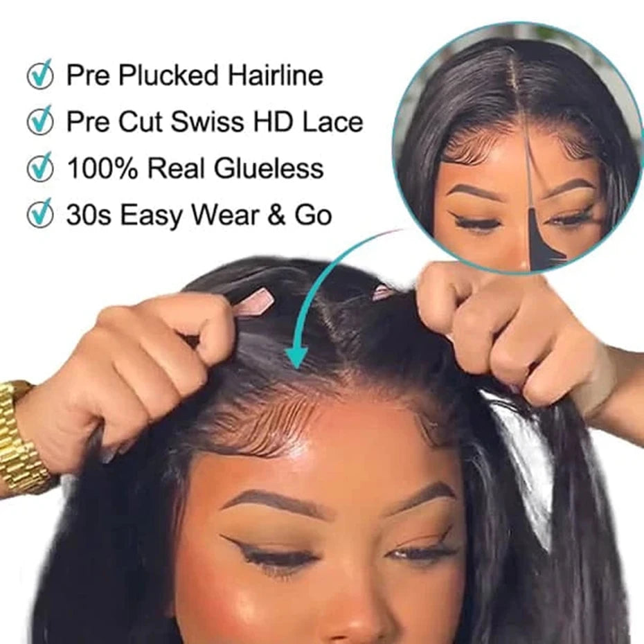 Ready To Wear 5x5 6x4 Lace Closure Perücke Body Wave Kleberlose Perücke Echthaar Ohne Kleber Vorgeschnittene Lace Perücke 180% Dichte