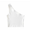 One Shoulder Cropped Tanks Top Women Summer Sleeveless Tanks Camis Sexy Oblique Collar Elastic Corset Slim Crop Tops Tube Lady