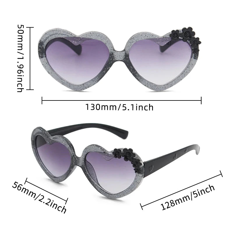 2023 Baby Girls Cute Acrylic Heart Shape Flowers UV400 Sunglasses Children Outdoor Sun Protection Sunglasses Kids Sun Glasses