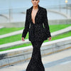 Red Carpet Women Blazer Suits Full Crystal Beads Street Power Outfits Evening Party Pants Suits Wedding Wear 2 Pieces