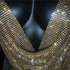 Festival Brilliant Rhinestone Backless Party Crop Top Women 2024 Summer Glitter Evening V Neck Diamonds Metal Tank Tops