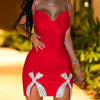 2024 Sexy Kleid Damen Einfarbig Spaghetti Strass Bodycon Rückenfrei Party Club Minikleider Damen Split Hip Wrap Schwarzes Kleid