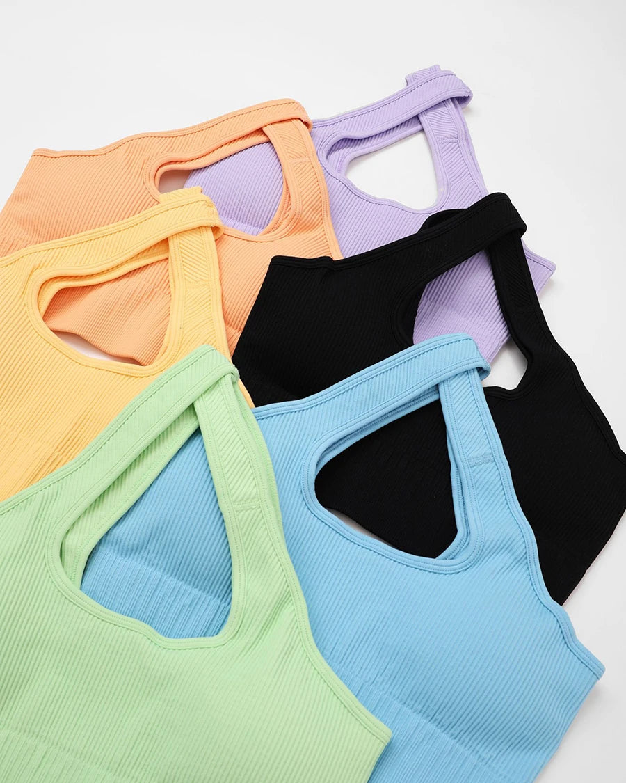 LANTECH Sports Bra Yoga Sportswear Joggings Running Top Training Women Fitness Gym Bra Seamless Workout Activewear Push Up