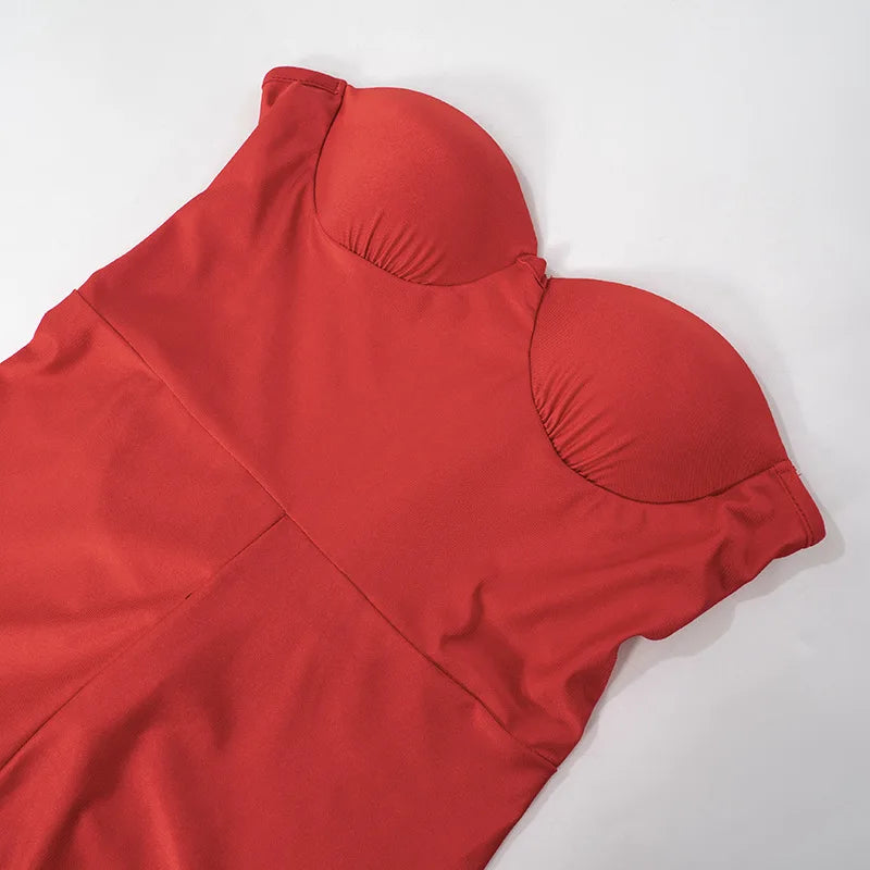 Black White Red Streetwear Tunics High Waist Overalls New Women Backless One Piece Jumpsuits Sexy Sleeveless Strapless Playsuits