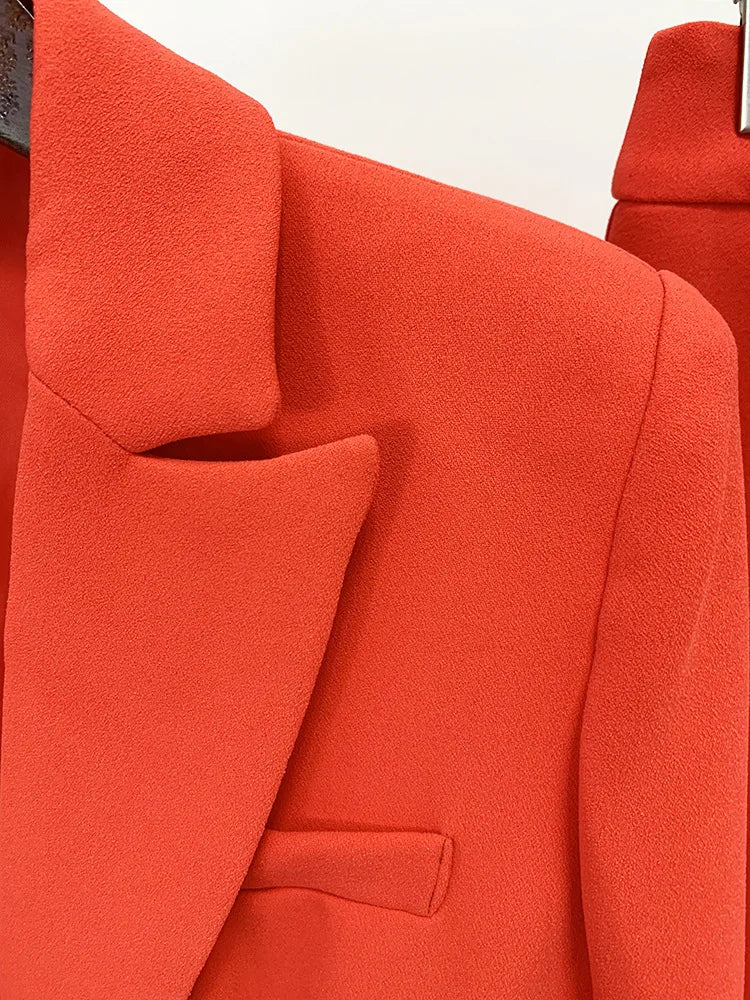 Pantsuit Suits Blazer Women Red Orange New Design Flare Pants Set Two Piece Sets Festival Office Business Female Suit Outfits
