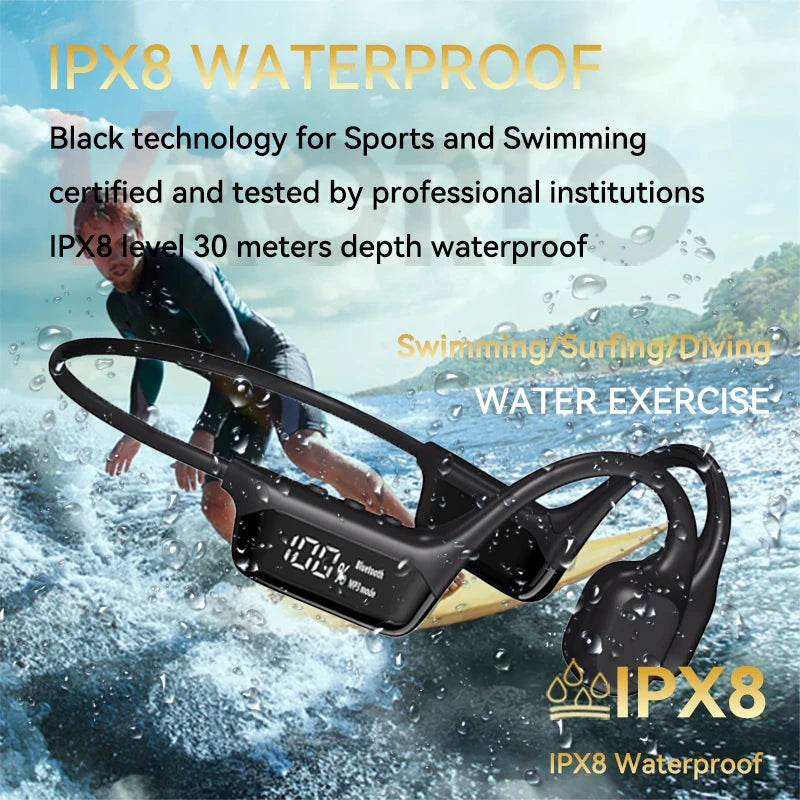 Knochenschallkopfhörer Bluetooth 5.4 Kabellose Ohrhörer IPX8 Wasserdicht für Schwimmsportler Unterstützt MP3-Player mit 32 GB RAM