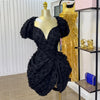 CM.YAYA Summer Women Lantern Short Sleeve Side Split Ruched Midi Mini Dress 2025 Fashion Sexy Night Club Party Dresses Vestidos
