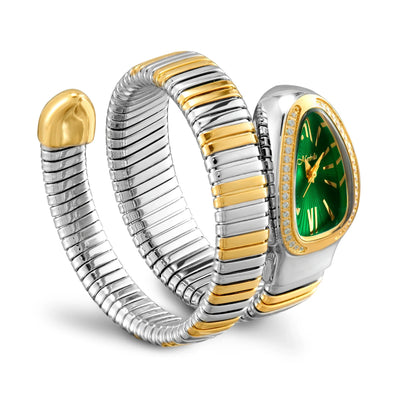 Klassische Schlangenform Uhr für Frauen Gold Silber Skalierbares Armband Damenuhren Bling Diamanten Quarz Damenarmbanduhr