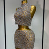 High Quality Sparkling Rhinestone Sexy See Through Blackless Top Skirt Two Pieces Set Woman Luxury Birthday Evening Party Gowns