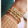 DOREMI Fat Bubble Slide Armband mit Initialen, voll mit Kristallbuchstaben, Damen-Namen, DIY-Schiebebuchstaben-Armbänder