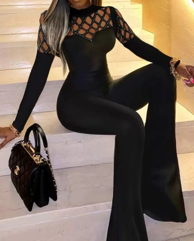 Women's Tight Jumpsuit Spring 2024 New Streetwear Fashion Elegant Splicing Sexy High Waist Long Sleeves Jump Suits for Female
