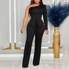 White 2 Piece Sets Women Outifits Autumn Slanted Shoulder Nail Bead Top Pants Two-piece Party Lady Matching Sets OL Fashion Suit