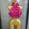 Rosered Orange Women Sexy Florals Backless Halter Bodycon Tops Nightclub Party Celebrate Carnivals Music Festival Tops
