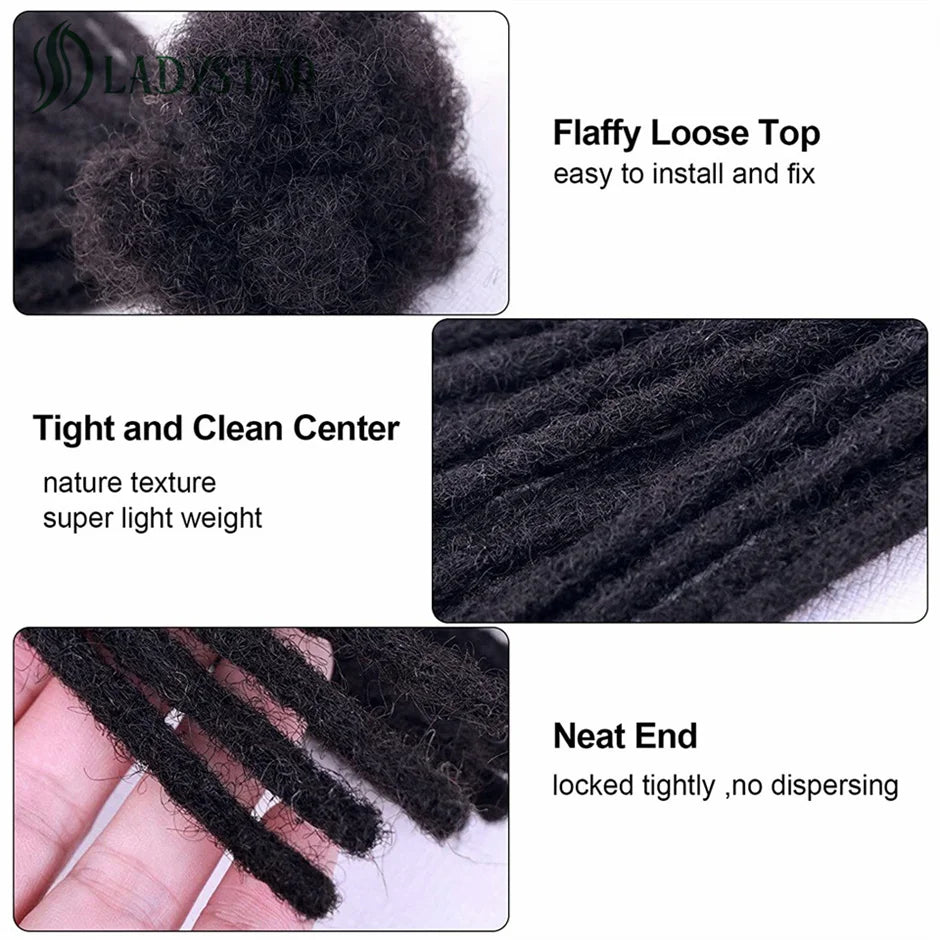 Dreadlock Extensions Human Hair For Men/Women Crochet Braids 100% Human Hair Handmade Loc Extension 0.6 cm Dreadlocks