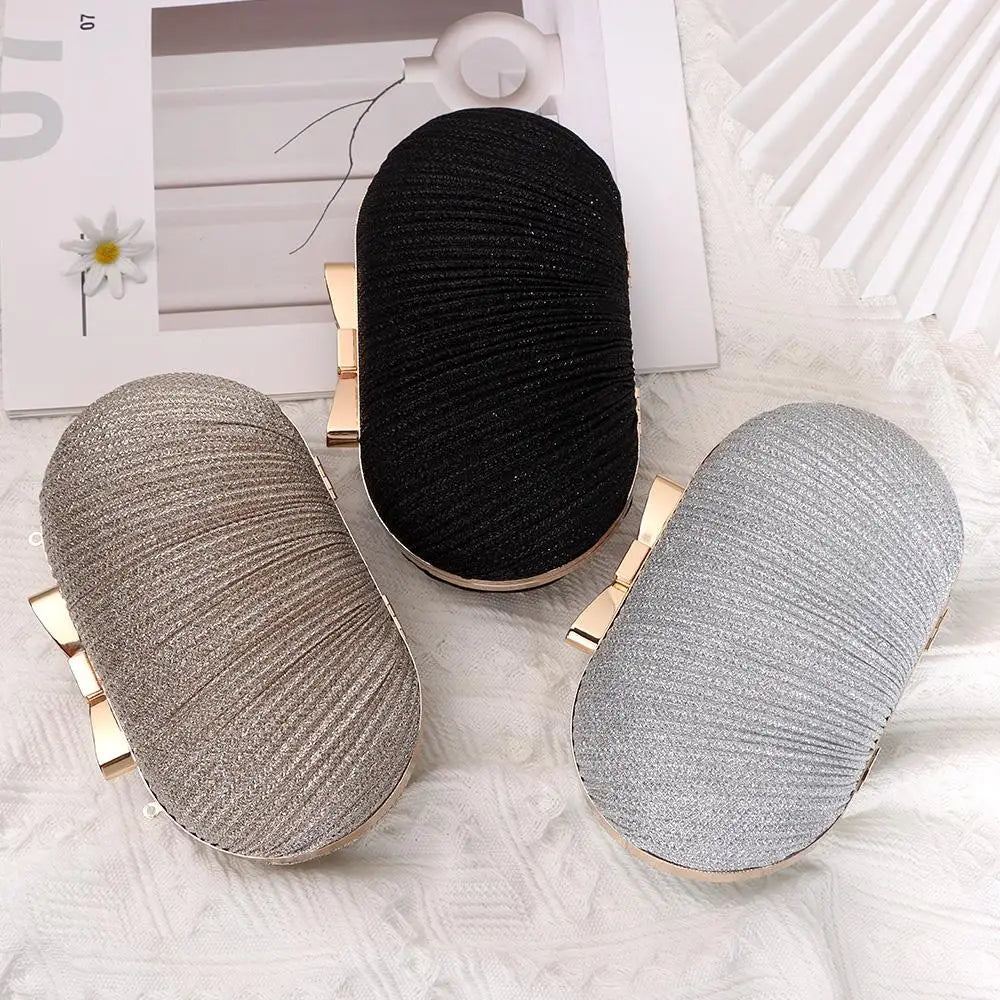 Wedding Bridal Clutch Handbag Women Evening Party Bag Chain Shoulder Bags Elegant Rhinestones Egg Shape Banquet Clutch Purse