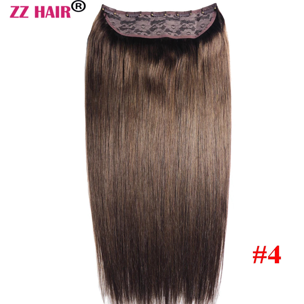 ZZHAIR 100% Brazilian Human Remy Hair Extensions 16"-26" 1Pcs Set 100g-200g One Piece 5 Clips In Natural Straight