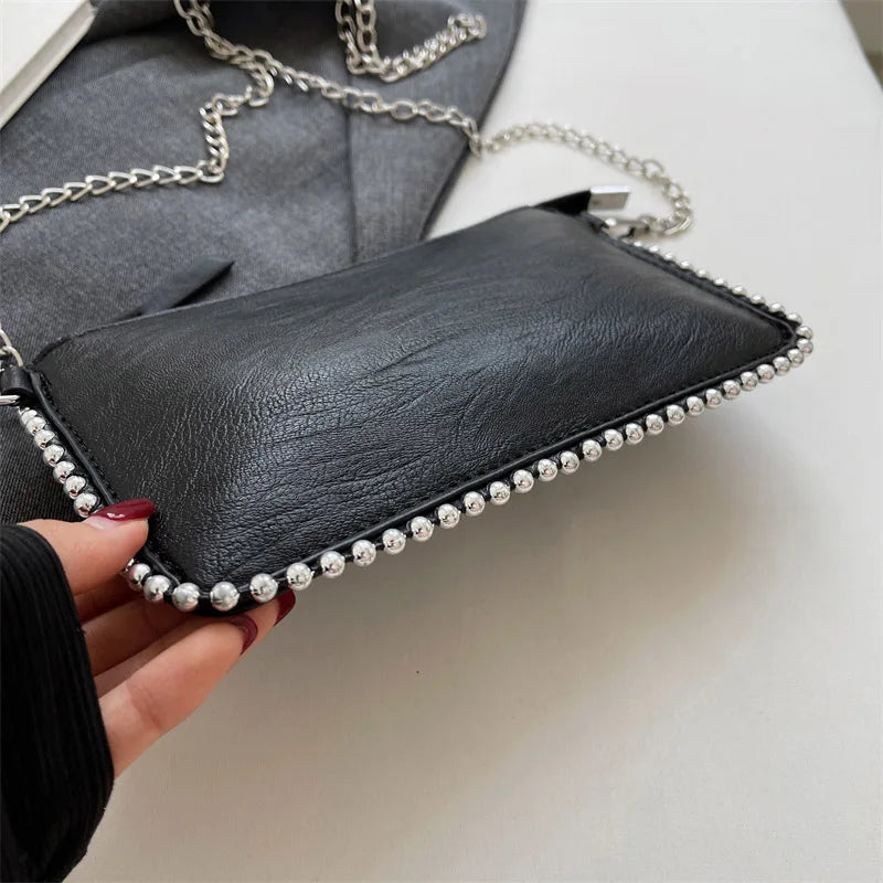 Einfarbige Design-Umhängetaschen für Damen, Mode-Ketten-Handytaschen, Mode-Schulter-Kuriertasche, Sac A Main weiblich